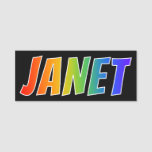 [ Thumbnail: First Name "Janet": Fun Rainbow Coloring Name Tag ]