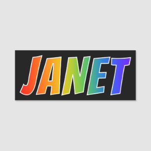 First Name "JANET": Fun Rainbow Coloring Tag
