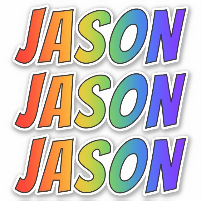 First Name "JASON" w/ Fun Rainbow Coloring Sticker (Front)