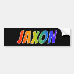 [ Thumbnail: First Name "Jaxon": Fun Rainbow Coloring Bumper Sticker ]