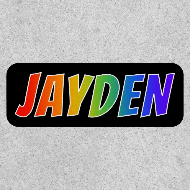 First Name "JAYDEN" ~ Fun Rainbow Coloring Patch (Front)
