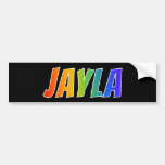 [ Thumbnail: First Name "Jayla": Fun Rainbow Coloring Bumper Sticker ]