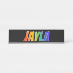 [ Thumbnail: First Name "Jayla": Fun Rainbow Coloring Desk Name Plate ]
