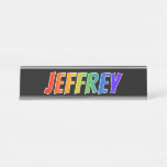 [ Thumbnail: First Name "Jeffrey": Fun Rainbow Coloring Desk Name Plate ]