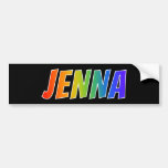 [ Thumbnail: First Name "Jenna": Fun Rainbow Coloring Bumper Sticker ]