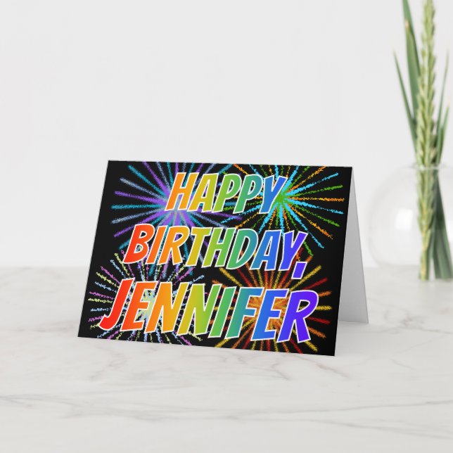 First Name "JENNIFER" Fun "HAPPY BIRTHDAY" Card (Front)