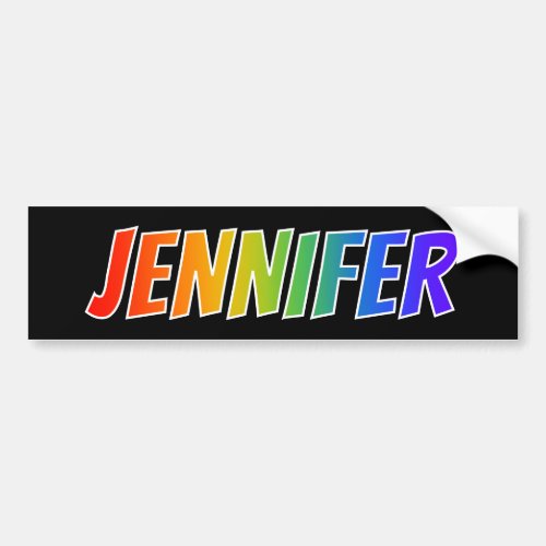 First Name JENNIFER Fun Rainbow Coloring Bumper Sticker