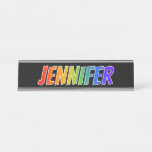 [ Thumbnail: First Name "Jennifer": Fun Rainbow Coloring Desk Name Plate ]