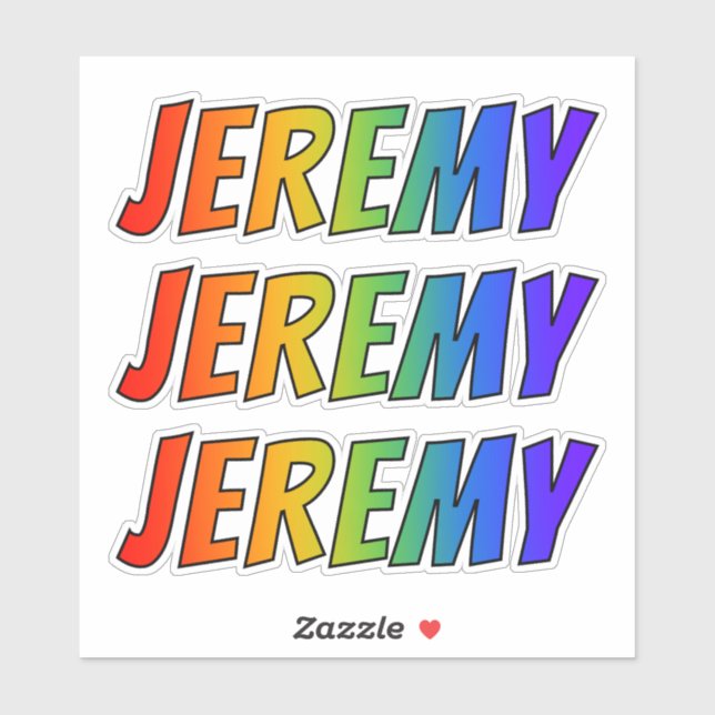 First Name "JEREMY" w/ Fun Rainbow Coloring Sticker (Sheet)