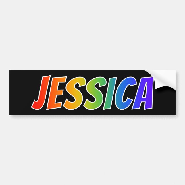 First Name "JESSICA": Fun Rainbow Coloring Bumper Sticker (Front)
