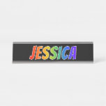 [ Thumbnail: First Name "Jessica": Fun Rainbow Coloring Desk Name Plate ]