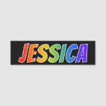 [ Thumbnail: First Name "Jessica": Fun Rainbow Coloring Name Tag ]