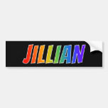 [ Thumbnail: First Name "Jillian": Fun Rainbow Coloring Bumper Sticker ]