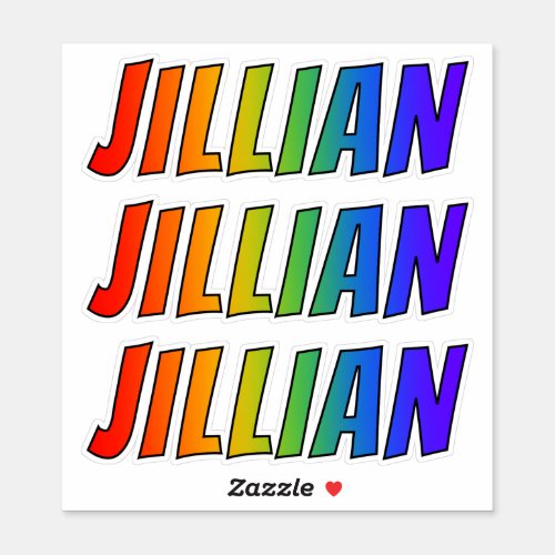 First Name JILLIAN w Fun Rainbow Coloring Sticker