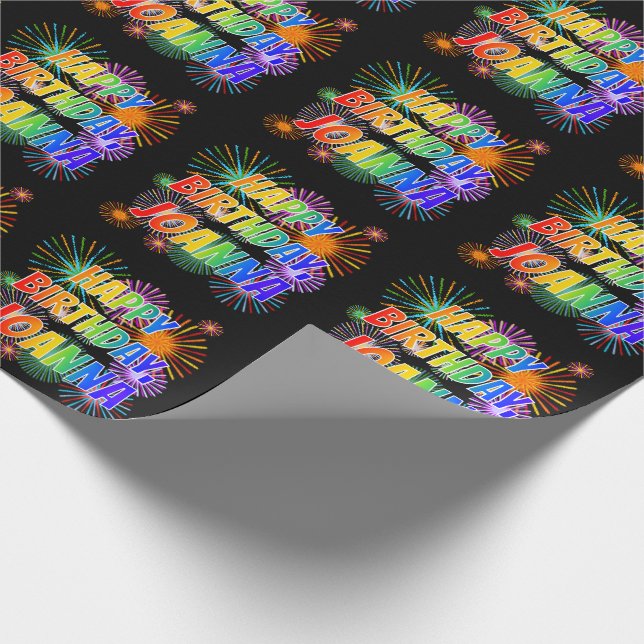 First Name "JOANNA", Fun "HAPPY BIRTHDAY" Wrapping Paper (Corner)