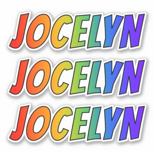 First Name JOCELYN w Fun Rainbow Coloring Sticker