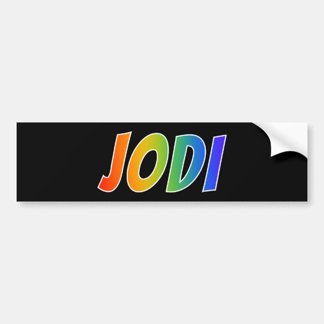 First Name "JODI": Fun Rainbow Coloring Bumper Sticker (Front)