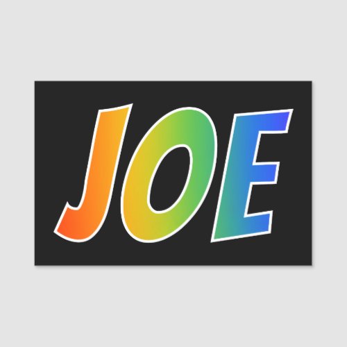 First Name JOE Fun Rainbow Coloring Name Tag