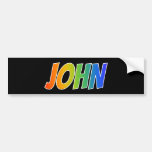 [ Thumbnail: First Name "John": Fun Rainbow Coloring Bumper Sticker ]