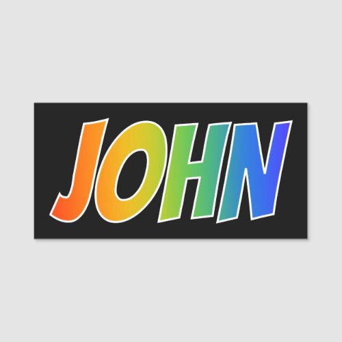 First Name JOHN Fun Rainbow Coloring Name Tag