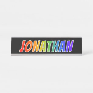 First Name "JONATHAN": Fun Rainbow Coloring Desk Name Plate