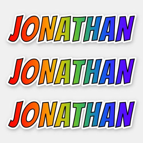 First Name JONATHAN w Fun Rainbow Coloring Sticker