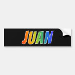 [ Thumbnail: First Name "Juan": Fun Rainbow Coloring Bumper Sticker ]