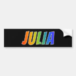 [ Thumbnail: First Name "Julia": Fun Rainbow Coloring Bumper Sticker ]