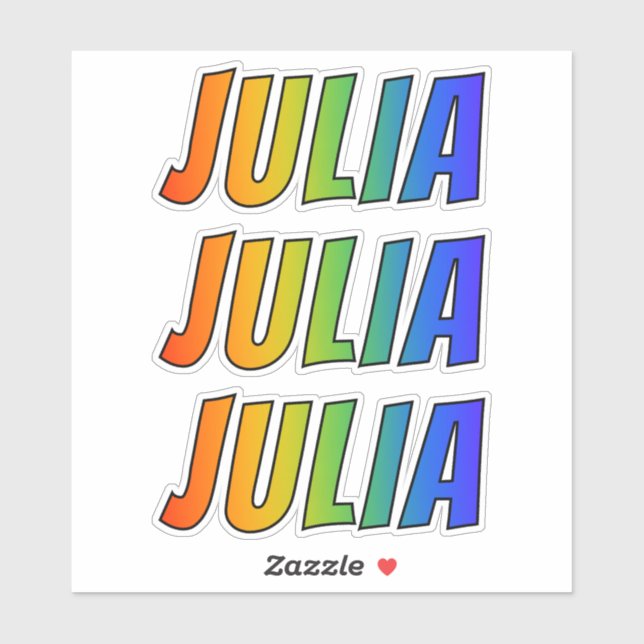 First Name "JULIA" w/ Fun Rainbow Coloring Sticker (Sheet)