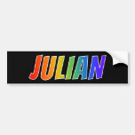 [ Thumbnail: First Name "Julian": Fun Rainbow Coloring Bumper Sticker ]