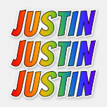 [ Thumbnail: First Name "Justin" W/ Fun Rainbow Coloring Sticker ]