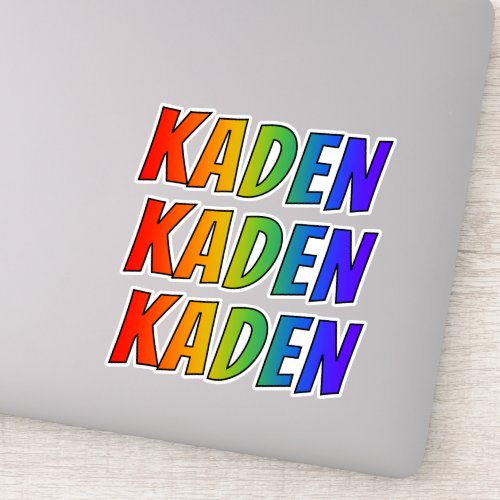 First Name KADEN w Fun Rainbow Coloring Sticker