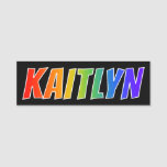 [ Thumbnail: First Name "Kaitlyn": Fun Rainbow Coloring Name Tag ]