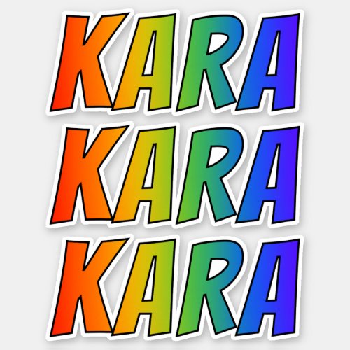 First Name KARA w Fun Rainbow Coloring Sticker