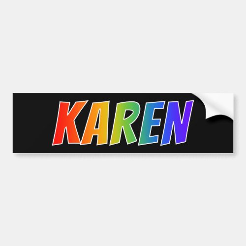 First Name KAREN Fun Rainbow Coloring Bumper Sticker