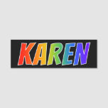 [ Thumbnail: First Name "Karen": Fun Rainbow Coloring Name Tag ]