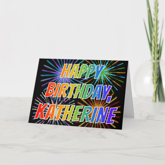 First Name "KATHERINE" Fun "HAPPY BIRTHDAY" Card (Front)
