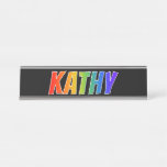 [ Thumbnail: First Name "Kathy": Fun Rainbow Coloring Desk Name Plate ]