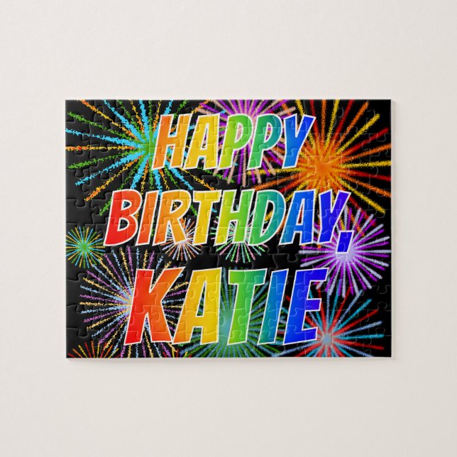 First Name "KATIE", Fun "HAPPY BIRTHDAY" Jigsaw Puzzle (Horizontal)