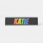 [ Thumbnail: First Name "Katie": Fun Rainbow Coloring Desk Name Plate ]