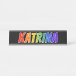[ Thumbnail: First Name "Katrina": Fun Rainbow Coloring Desk Name Plate ]