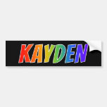 [ Thumbnail: First Name "Kayden": Fun Rainbow Coloring Bumper Sticker ]