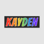 [ Thumbnail: First Name "Kayden": Fun Rainbow Coloring Name Tag ]