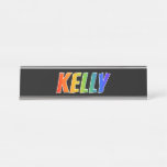 [ Thumbnail: First Name "Kelly": Fun Rainbow Coloring Desk Name Plate ]