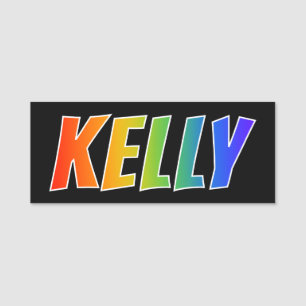 First Name "KELLY": Fun Rainbow Coloring Name Tag