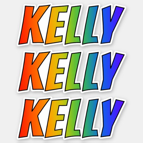 First Name KELLY w Fun Rainbow Coloring Sticker