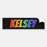 [ Thumbnail: First Name "Kelsey": Fun Rainbow Coloring Bumper Sticker ]