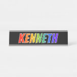 [ Thumbnail: First Name "Kenneth": Fun Rainbow Coloring Desk Name Plate ]