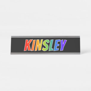 First Name "KINSLEY": Fun Rainbow Coloring Desk Name Plate
