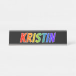 [ Thumbnail: First Name "Kristin": Fun Rainbow Coloring Desk Name Plate ]